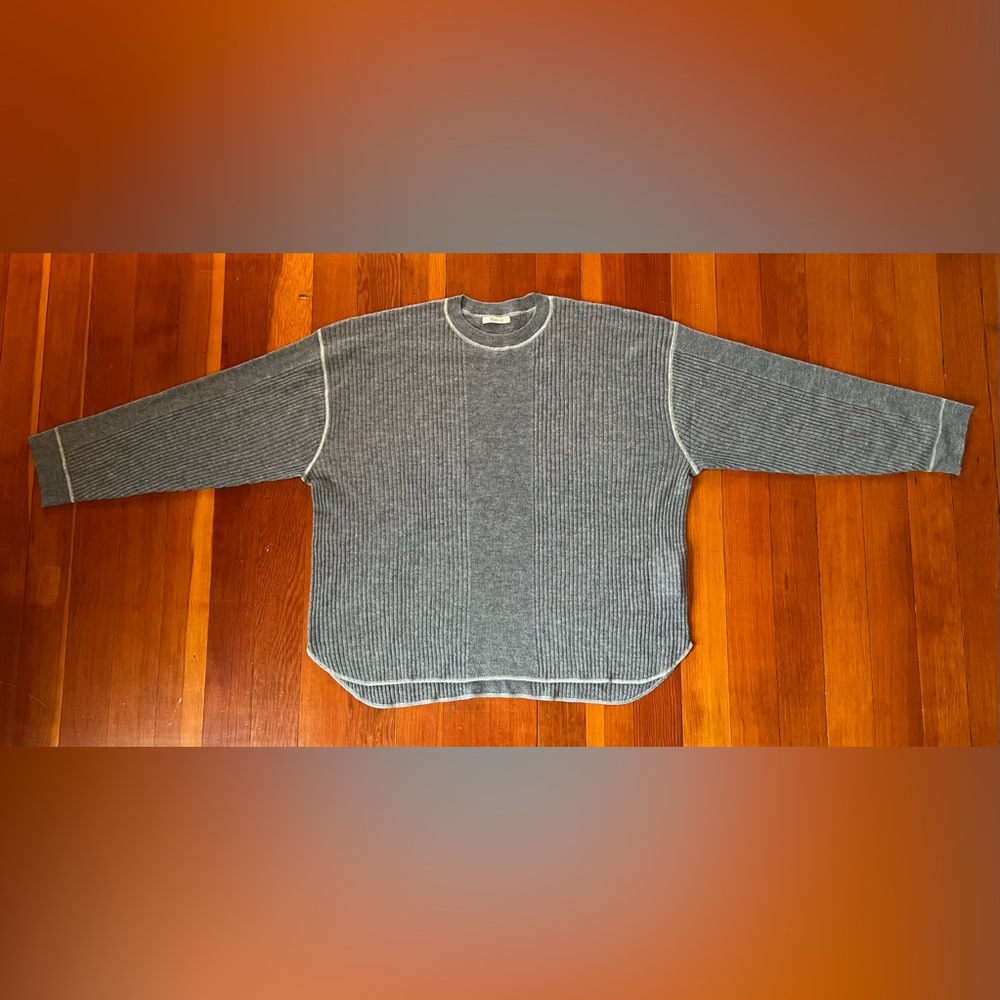 NWOT Madewell Blue Gray Plus Ribbed Alpaca-Blend Crewneck Sweater 2X